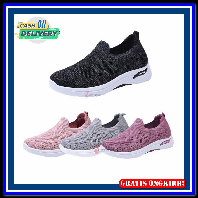 Spatu Slip On Wanita Kekinian Sepatu Slipon Cewek Trendi Terbaru Slip  Rusher Sepatu Slip On Wanita 