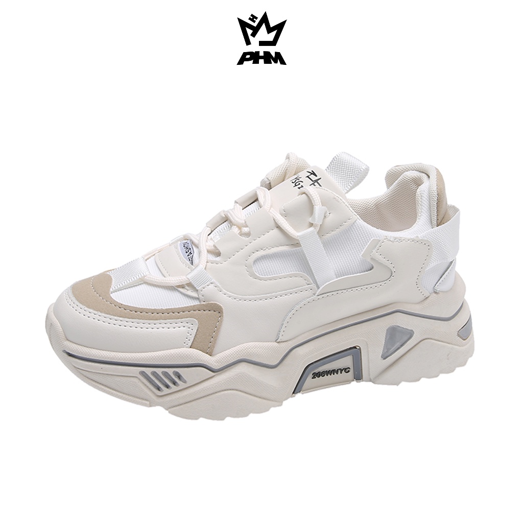 PHM Shoes [COD] PHM Irene Sepatu Sneakers Wanita Fashion Sport Shoes Casual Perempuan Korea-Cream