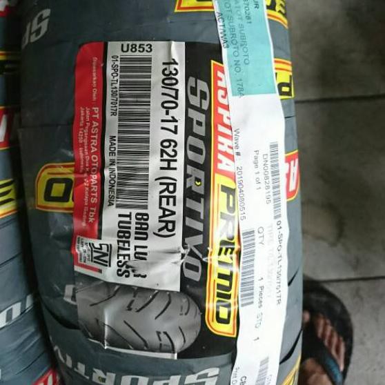 ☏ Aspira Premio Sportivo 130/70 ring 17 ban belakang tubeless standar ori motor cbr 150 ninja sl r15