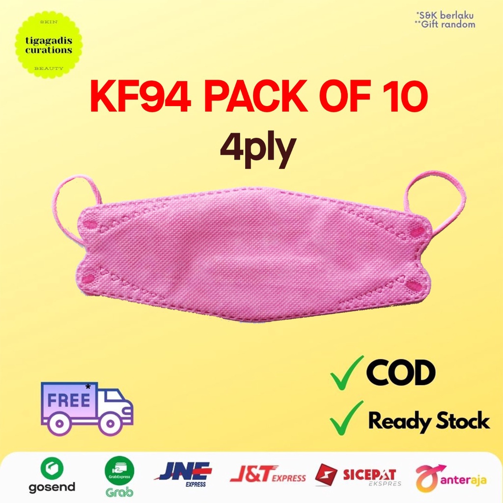 MASKER KF94 KOREA - KF94 MASK - ISI 10 PCS - TERMURAH - BIRU/ PINK
