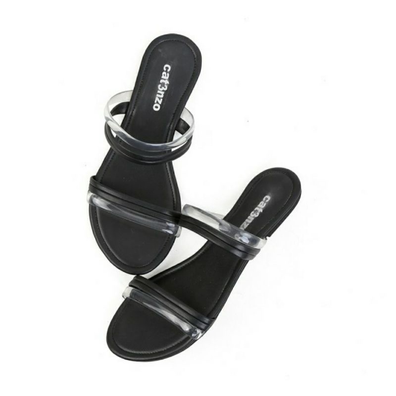 1238HS Black Sandal Teplek Wanita Kasual Jelly Size Kecil 36-40 Murah Kekinian Sandal Tali Cewek