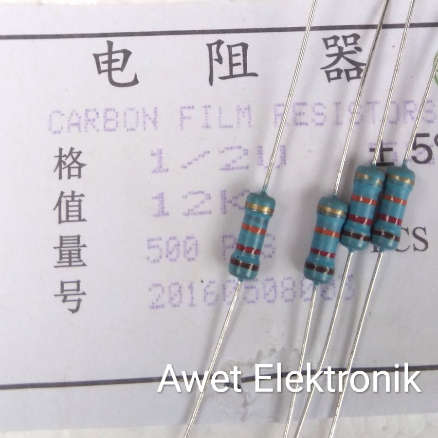 Jual resistor 12k ohm 1/2 watt resistor 12k 1/2w resistor 12K 1/2W