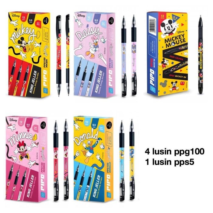 

Murah Paket A Dapat 4 lusin Pulpen PPG100 Disney Dan 1 lusin PPS5 mickey Elegan