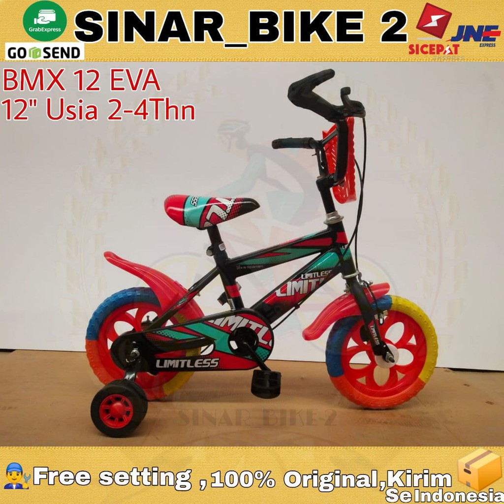 Sepeda Anak Laki BMX 12Inch LIMITLESS Ban Eva Busa Usia 2-4Th (Ekspedisi)