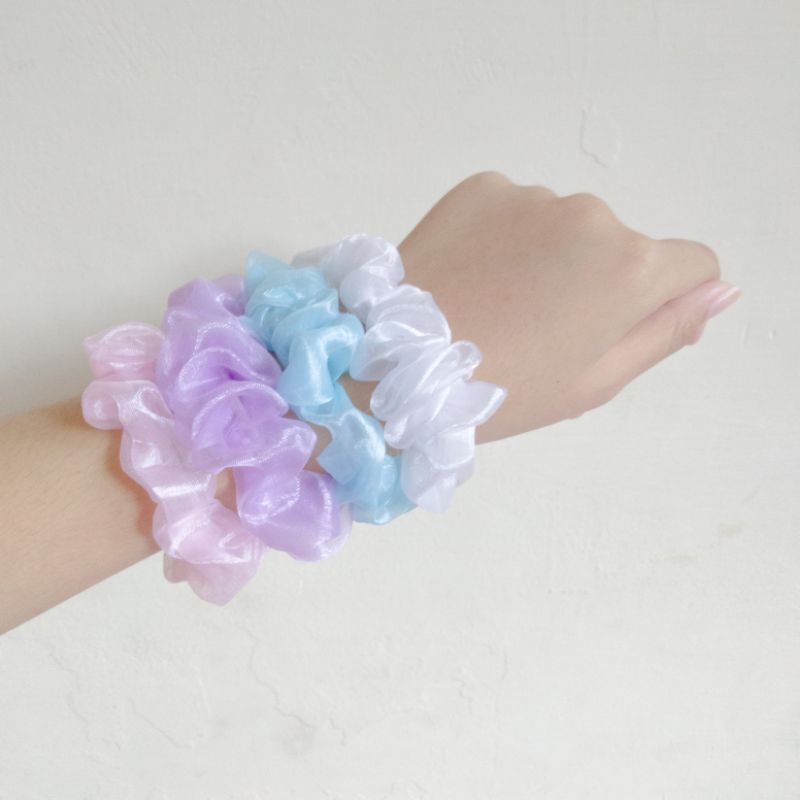 [mini] scrunchies organza silk pastel ikat rambut Aesthetic small