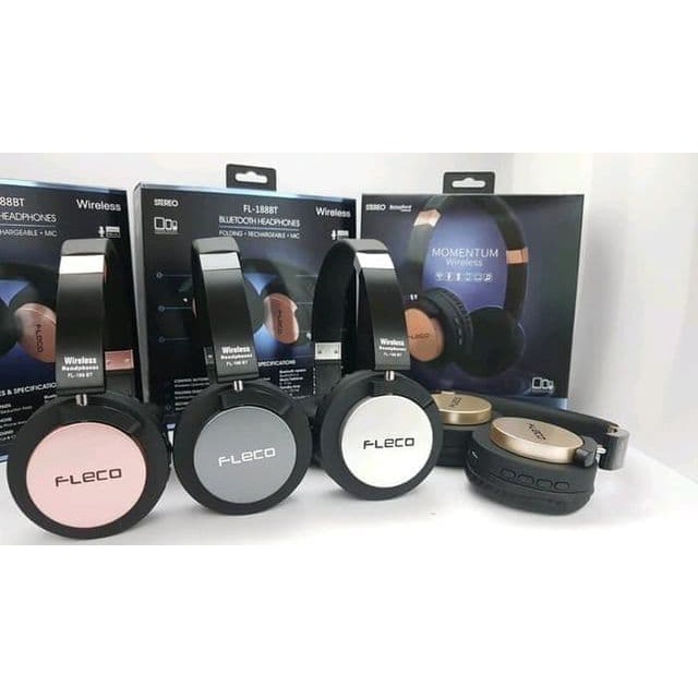 Headphone bluetooth extra bass fleco fl-188bt elektronik audio headphone murah