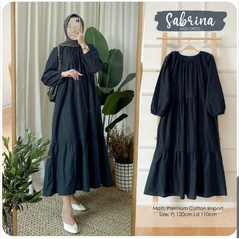 SABRINA - Baju Atasan Tunik Fashion muslim Muslimah Korean style Wanita Midi Dress busui Daster kore