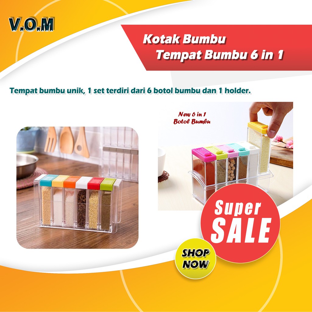 VOM Kotak Bumbu / Tempat Bumbu 6 in 1 Seasoning - 0019