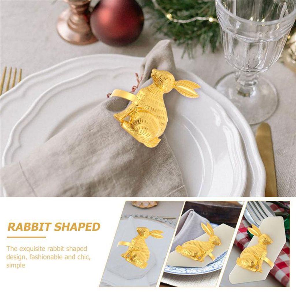 [Elegan] Table Decor 1pcs Fashion Untuk Rapat, Pernikahan Susun Berbentuk Kelinci Silvery Serving Napkin Holder Napkin Buckle