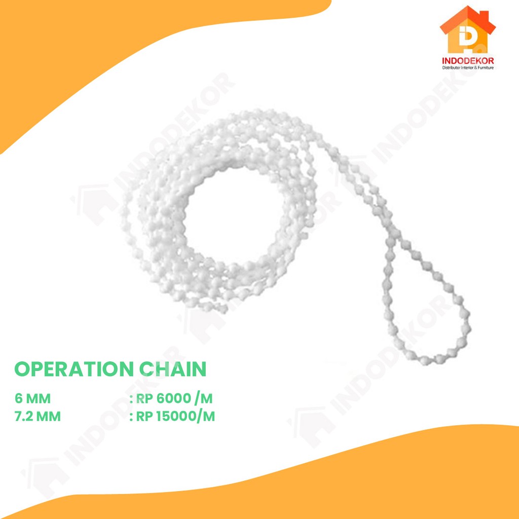 Operation Chain Tali Rantai Manik Tarikan Tirai Gulung Roller Blind