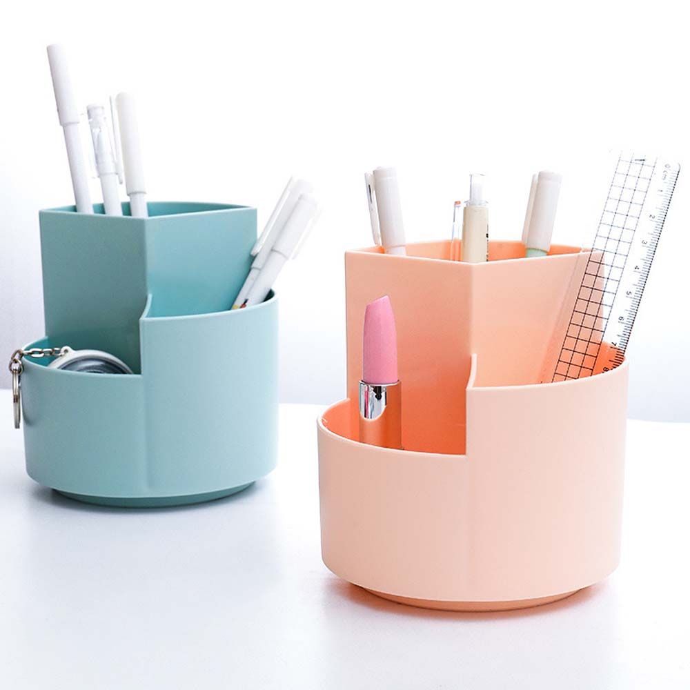 ELEGANT Multifunctional Pen Pot Gift Pencil Organizer Round Pen Holder Desktop Storage Box Make up Brush Holder Creative Student Stationery 360 Degree Rotating Large Capacity Cosmetic Brush Storage Case/Multicolor