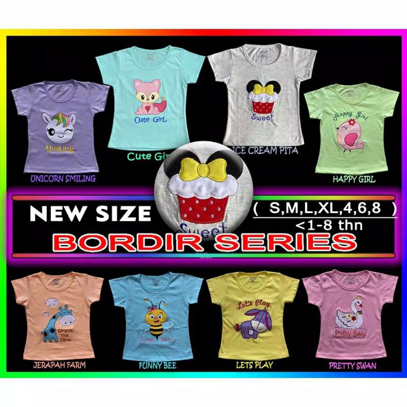 Kaos Anak Kelfi Bordir Katun Adem / kaos anak cewek perempuan
