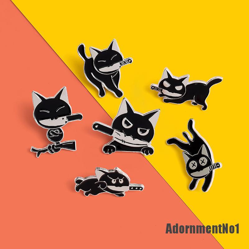 (Adornmentno1) Bros Pin Enamel Desain Kartun Kucing Hitam