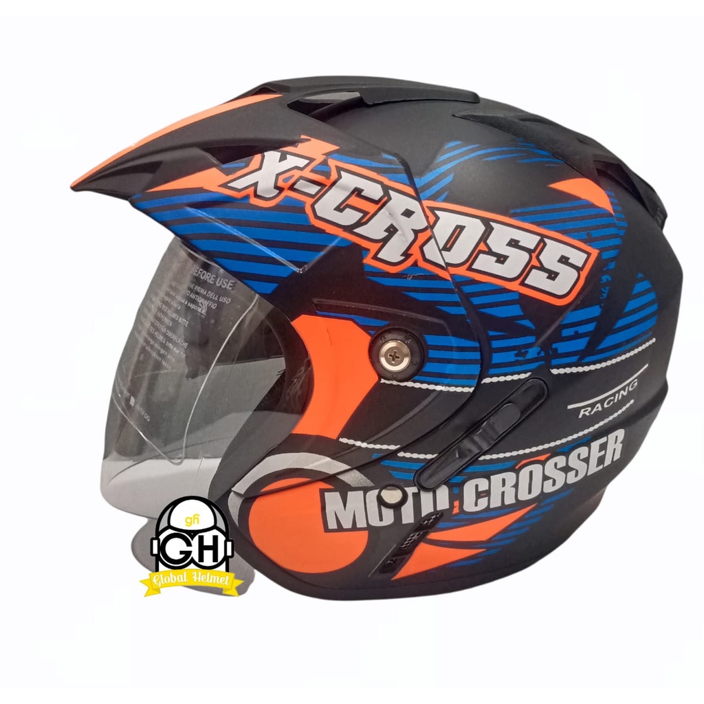 Helm Motor SNI BXP Original 2 kaca (Double visor) X-Cross