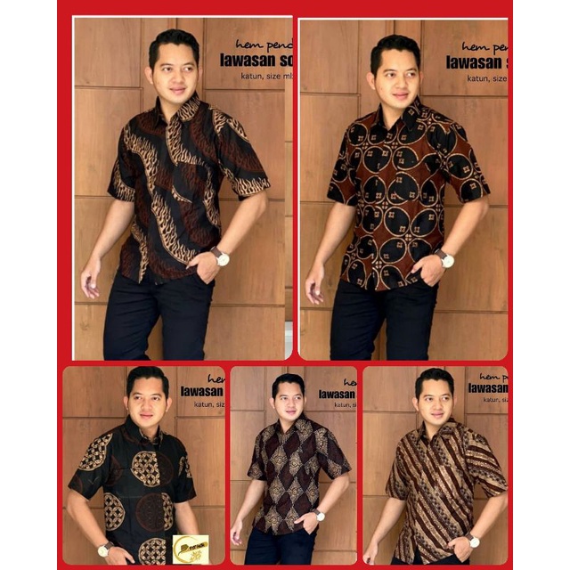 Kemeja batik pria lengan pendek distro batik pria warna coklat sogan