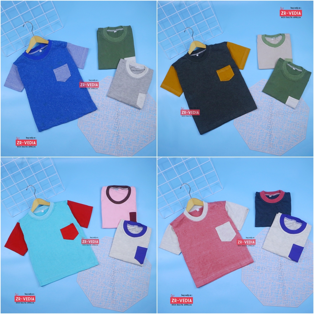 Kaos John Ethes uk 1-2 Tahun / Baju Polos Anak Laki Laki Balita Impor Atasan Reglan Lengan Pendek Saku