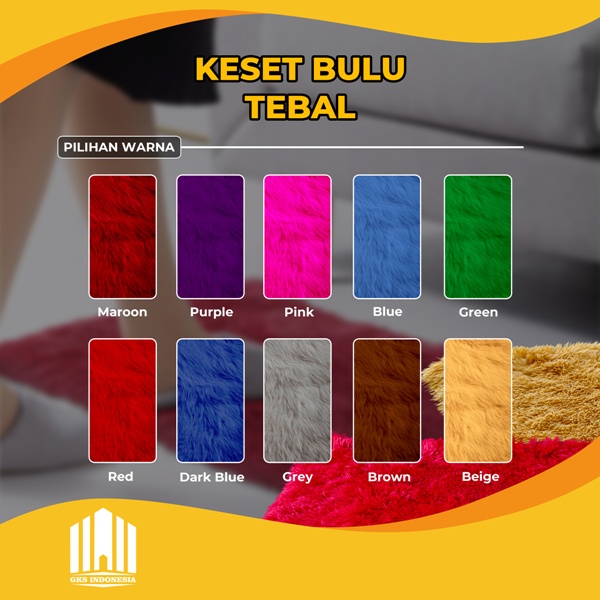 Keset Kaki Bulu Rasfur Premium Anti Slip 40 x 60 cm | Empuk Tebal Nyaman Halus Lembut