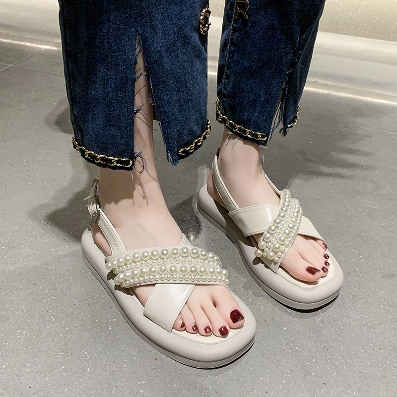 RYX - Rhinestone Sling Sandal Gesper Wanita Fashion Casual / Jalan Jalan - Ori Import