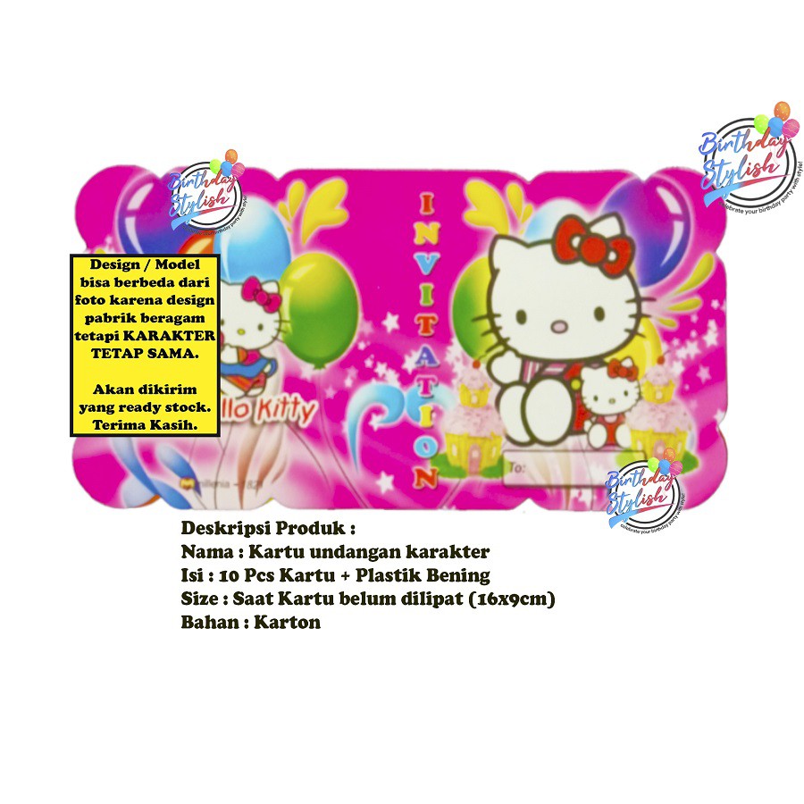 Kartu Undangan Hello Kitty/ Undangan Karakter Hello Kitty/ Undangan Hello Kitty Lipat 2