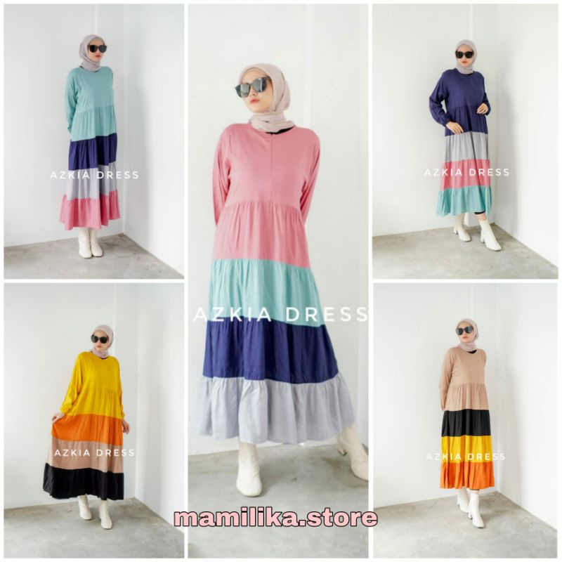 KUMARA COMBI | AZKIA DRESS ORI BY YAYUKU | DRESS KOMBINASI | DRESS SUSUN | DRESS UMPAK | MIDI DRESS