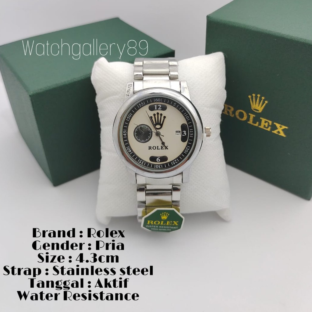 (COD) Jam Tangan Pria Rolex R8651Hp Tanggal Aktif Tali Rantai Free Box Original & Baterai Cadangan