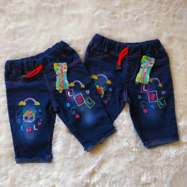 CELANA PENDEK 3/4 JEANS ANAK BORDIR MURAH