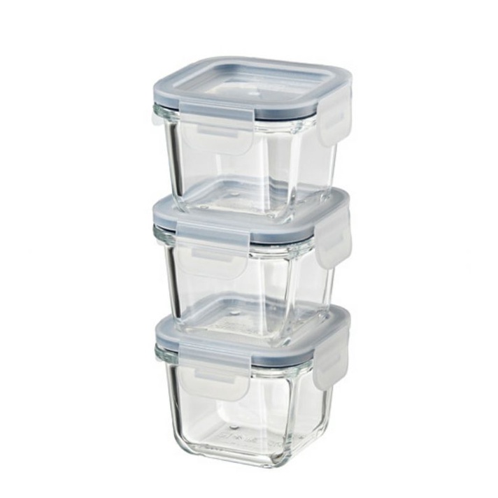Kotak Makanan Toples Kecil Dengan Penutup Kaca 180 Ml Isi 3 Pcs