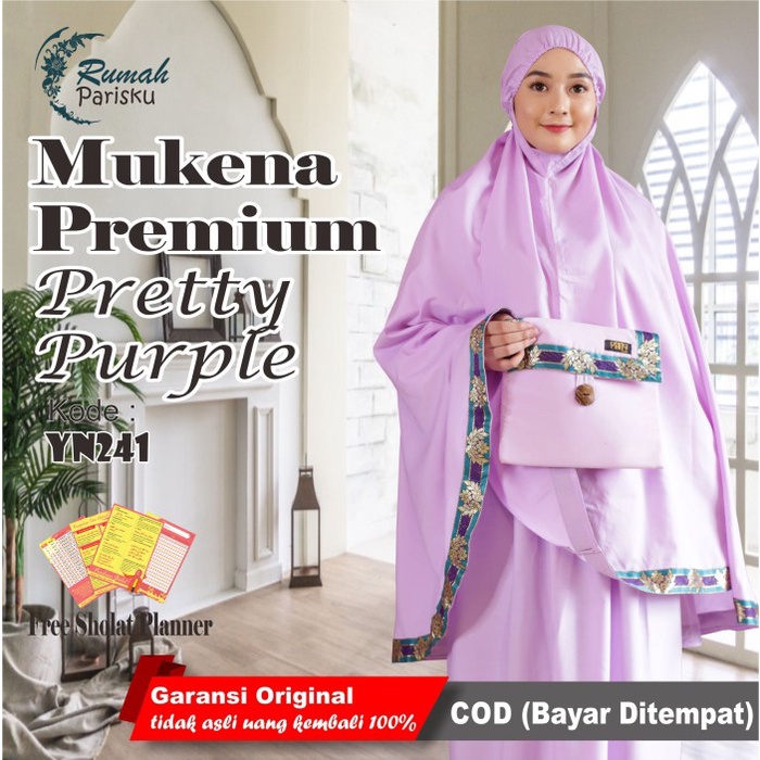 MUKENA DEWASA JUMBO KATUN JEPANG MUKENAH RENDA MEWAH PRETTY PARISKU - Pretty Purple