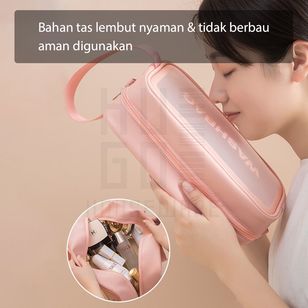 HUGO Tas Penyimpanan Kosmetik Makeup Aksesoris Serbaguna Tas Sabun Peralatan Mandi Washbag Anti Air Travel Pouch Portable