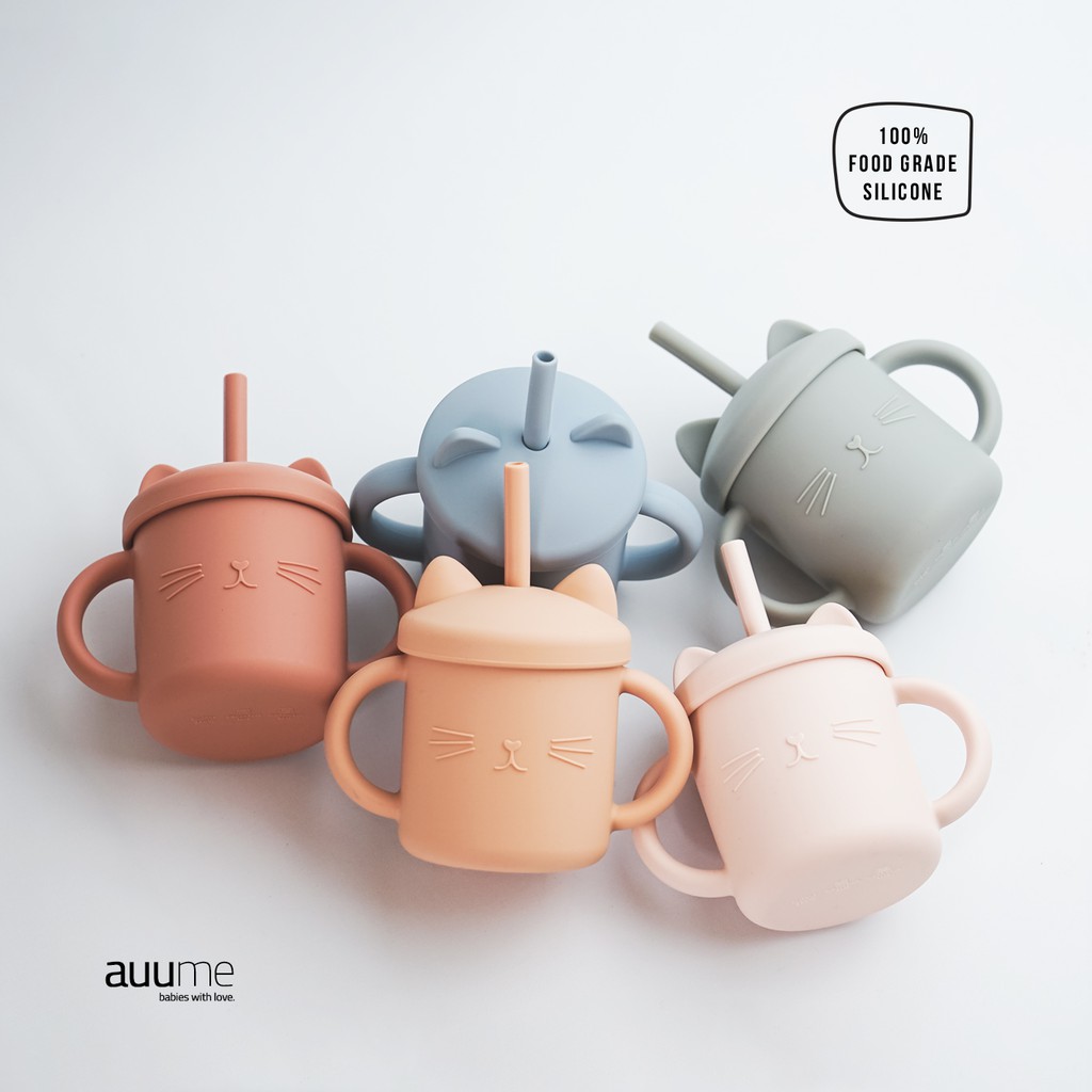 Auume - Silicone Cup With Lid and Straw | Silicone Baby Cup | Gelas Bayi