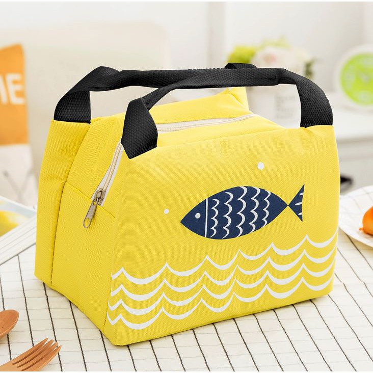 BABY STORE01 - TB106 WATERPROOF TRAVEL LUNCH BAG FISH PATTERN / TAS BEKAL TAHAN PANAS &amp; DINGIN