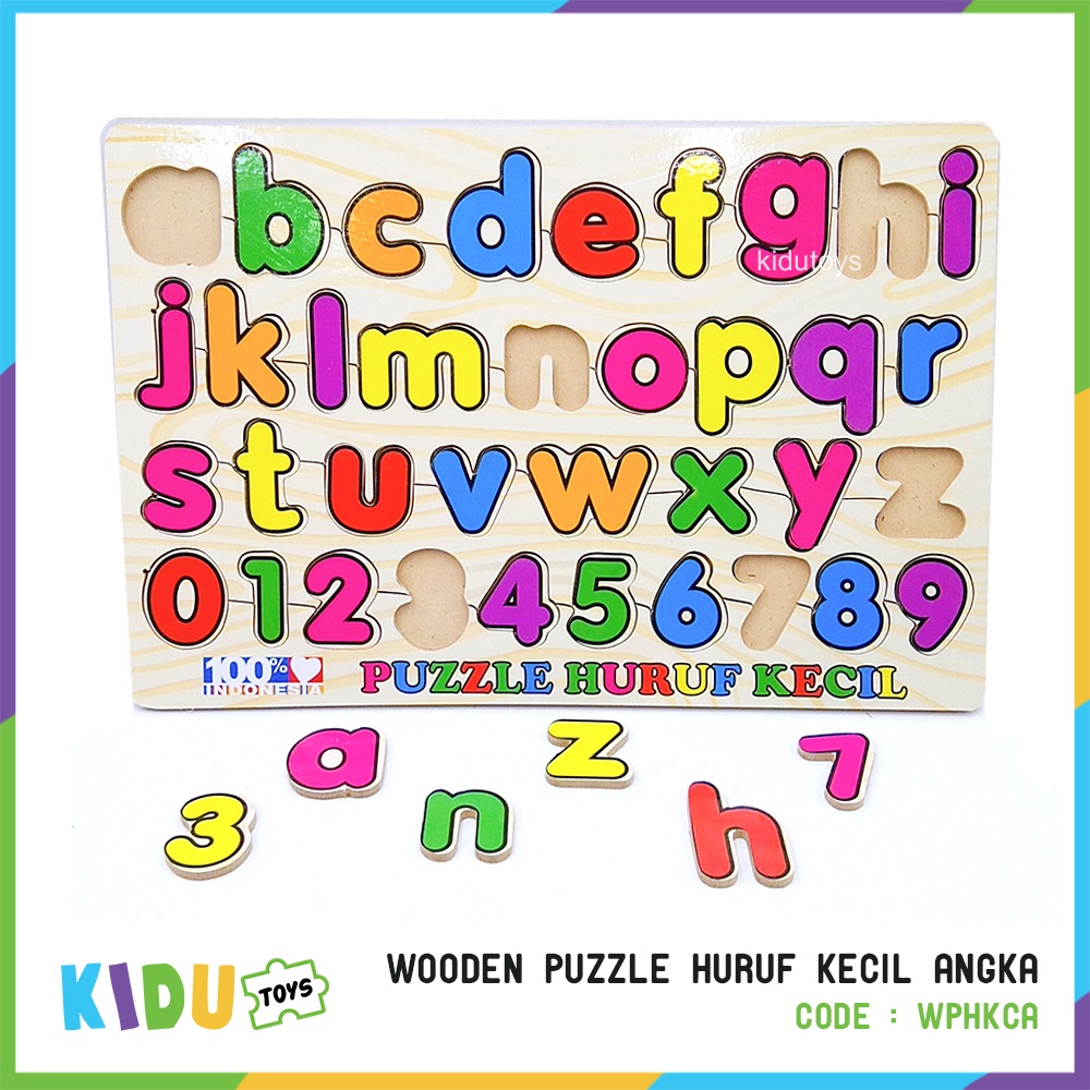 Mainan Puzzle Kayu Edukasi Huruf Hijaiyah Arab Kapital Besar Angka ABC 123 Number Letter Wooden Puzzle Kidu Toys