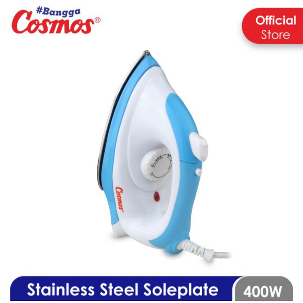 Setrika Cosmos CIS 438 Jetspray Dry Iron Cosmos 438 Setrika Cosmos Stainless Steel Soleplate Biru