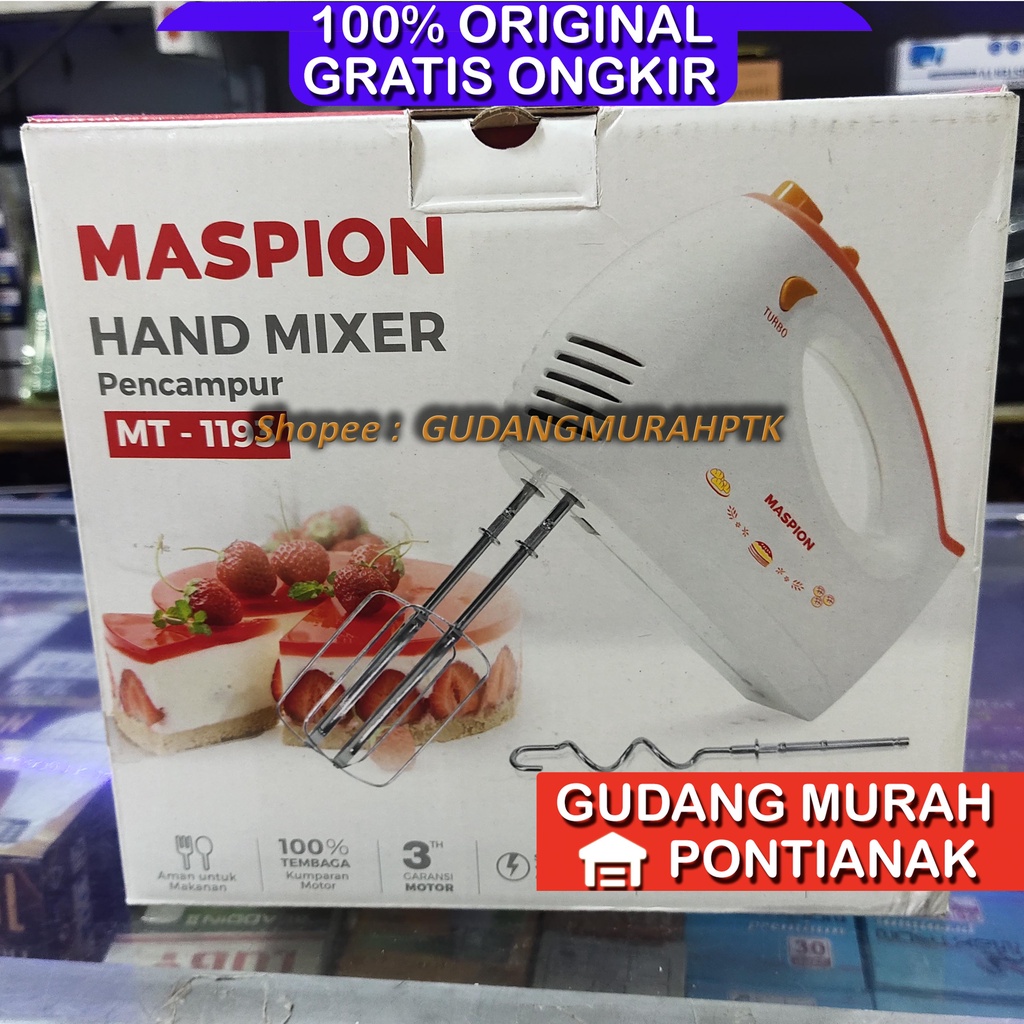 HAND MIXER MASPION TURBO MT 1193 PENCAMPUR ADONAN 200watt maspion awet