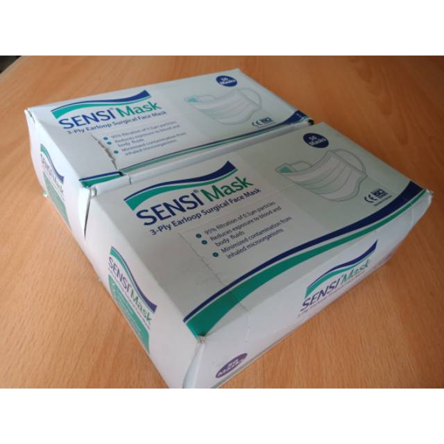 masker sensi box isi 50 pcs surgical face mask 3 ply earloop bukan n95 stok terbatas baru original