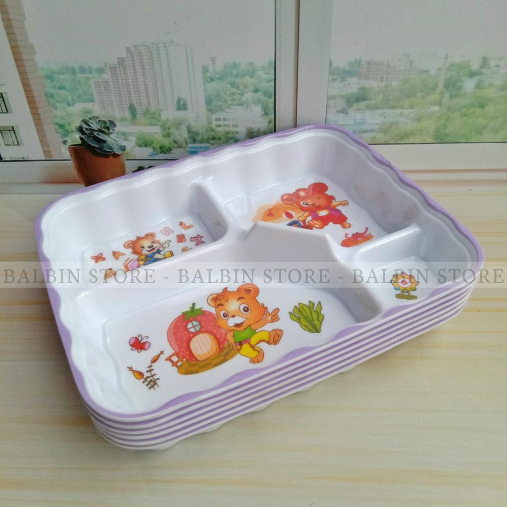 1.PCS PIRING MELAMINE WARE SEKAT EMPAT MODEL PERSEGI MOTIF KARAKTER UKURAN 22.CM