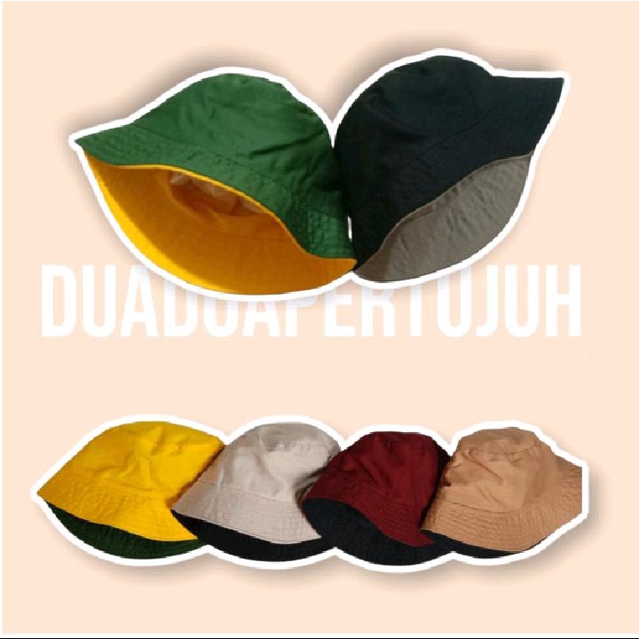 TOPI BUCKET BOLAK-BALIK POLOS TOPI BUCKET DUA WARNA TOPI BUCKET OUTDOOR TOPI BUCKET BOLAK-BALIK BORD