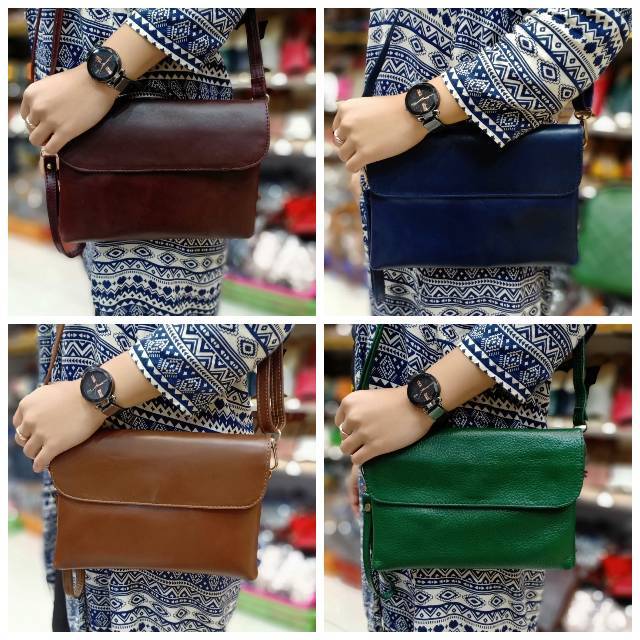 TAS CLUTCH TAS SELEMPANG WANITA TAS KULIT ASLI SUKAREGANG GARUT