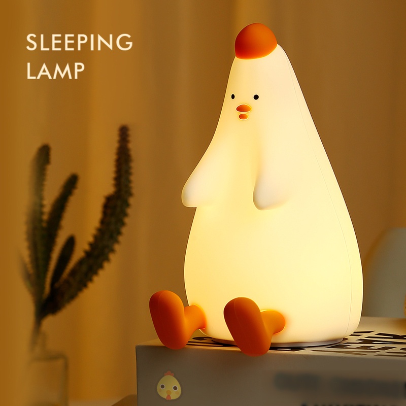 Vivi Lampu Malam Bentuk Ayam Lucu Bahan Silikon USB Rechargeable Untuk Dekorasi Kamar Anak