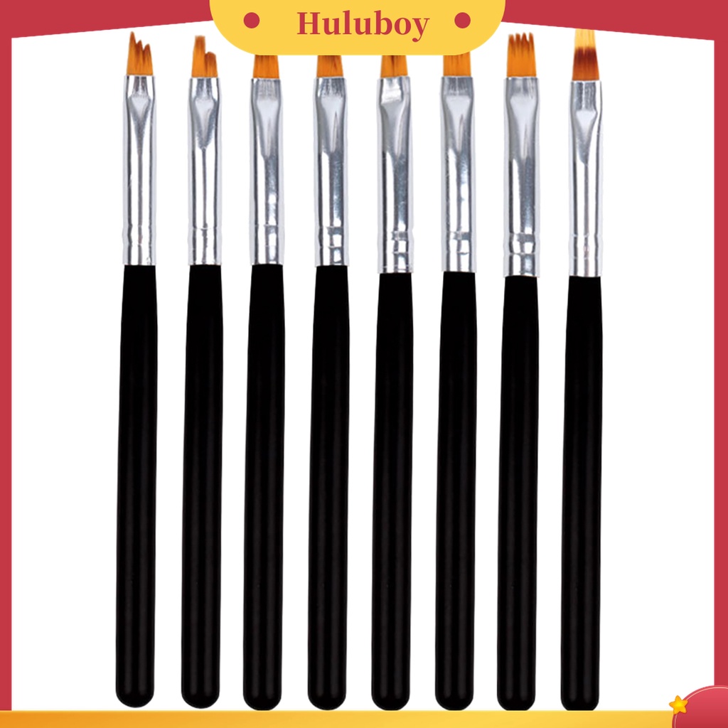 Huluboy Huluboy♡ 8pcs / Set Pen Brush Untuk Menggambar Bunga / Garis Kutek UV Gel Manicure