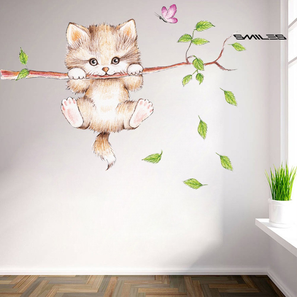 Diy Stiker Dinding Dengan Bahan Pvc Dan Gambar Kartun Kucing Untuk Dekorasi Kamar Anak Shopee Indonesia