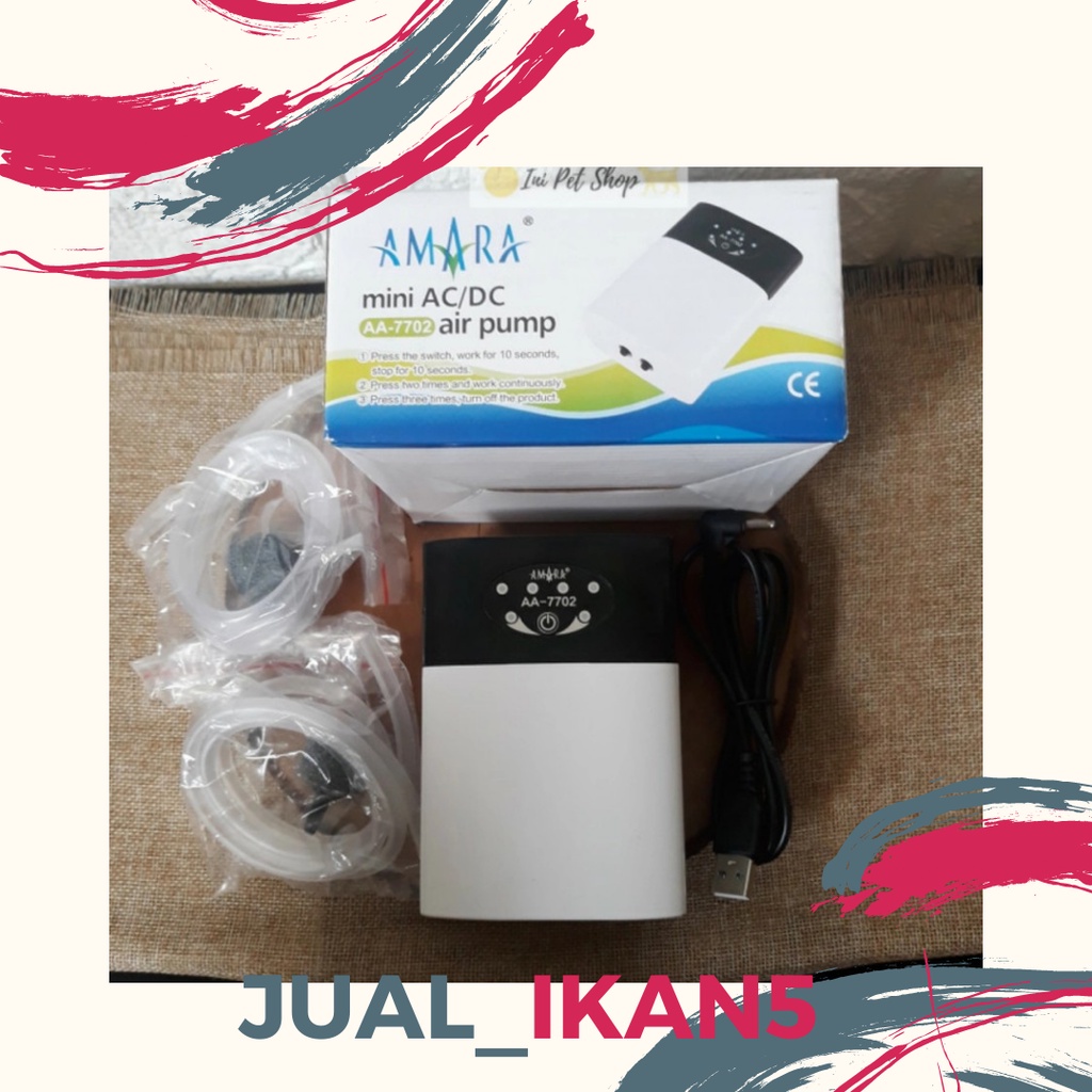 Amara Mini AC/DC AA 7702 2 Lubang Aerator Cas USB Power Bank Air Pump ACDC Emergency Mati k8T7