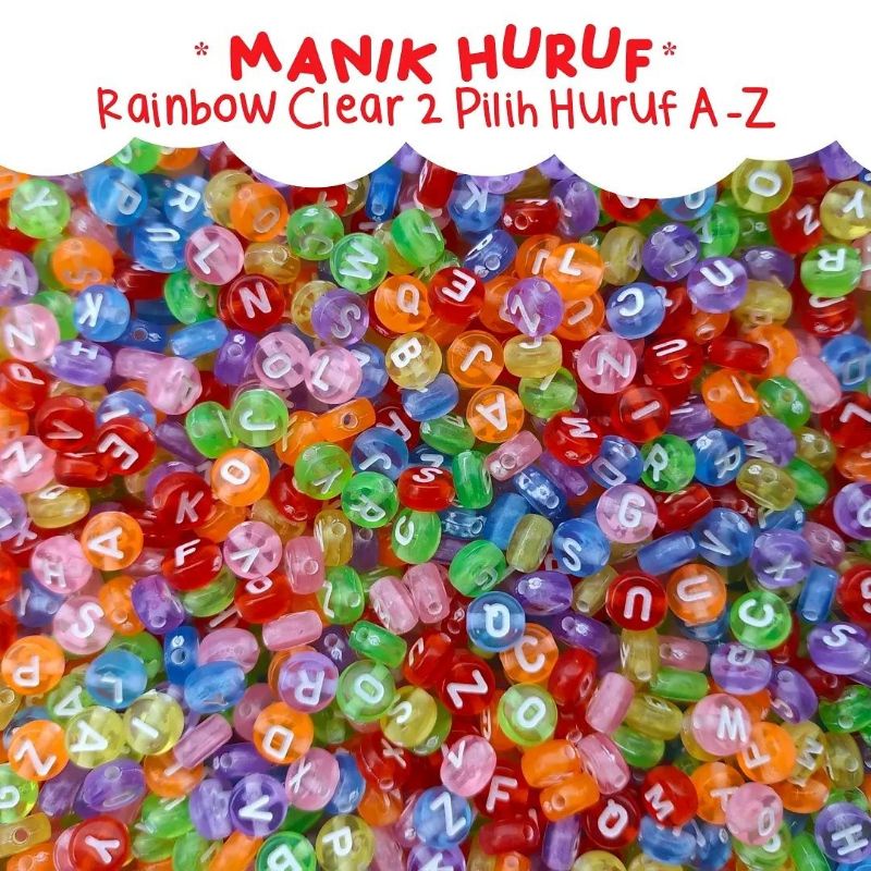 PILIH HURUF manik alfabet Rainbow Clear 2