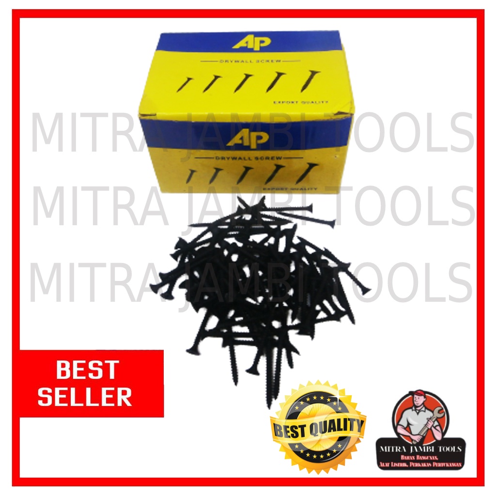 SEKRUP GYPSUM BAUT HITAM  1 INCH 1 1/2 INCH , 1 1/4 INCH , 1 INCH , 2 INCH / KOTAK