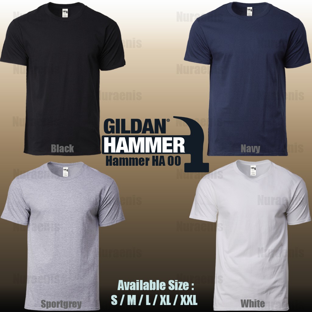  Kaos  Polos Gildan Hammer HA00 Cotton Combed 20 s Built 