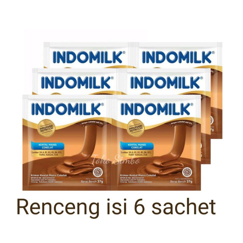 

Susu indomilk kental manis cokelat krimer coklat renceng isi 6 sachet