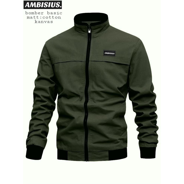 Jaket Pria Casual Bomber Hijau Army | Jaket Pria | Bomber Cnavas Jacket Best Quality