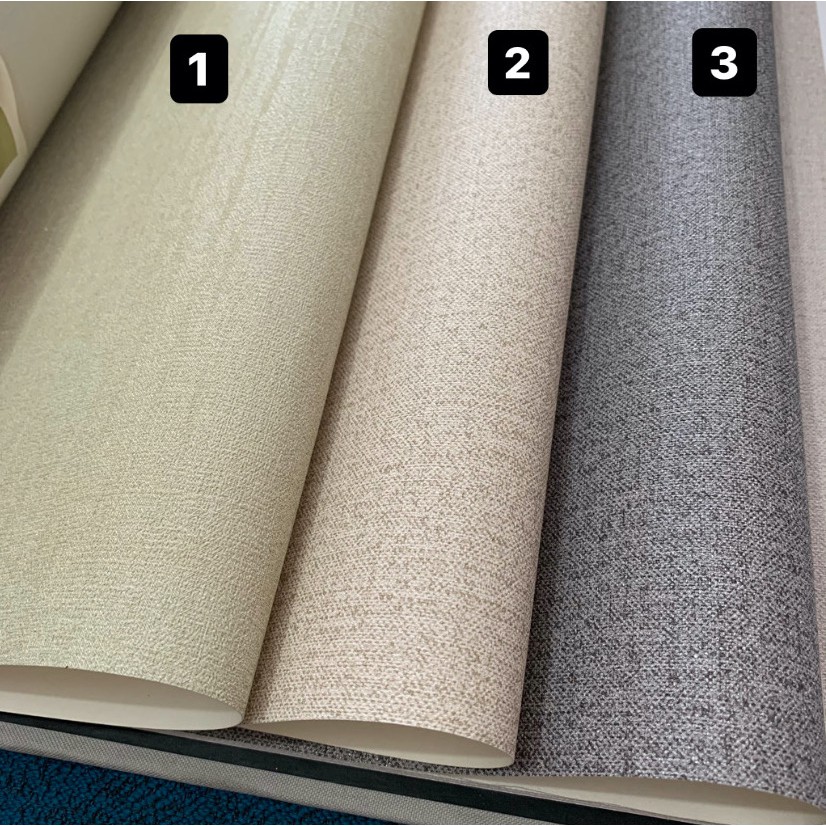 Wallpaper Premium Vinyl Dinding Polos Bertekstur abu hijau daun pink