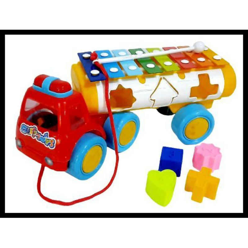 Mainan Anak Truk Edukasi 3in1/ Mainan Truk Kulintang Xylophone/Mainan Truk Puzzle Murah