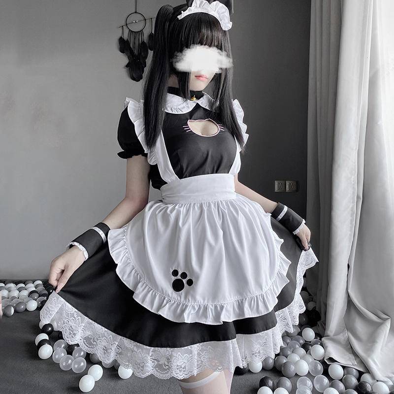 【Wetrose】Ready Stock Cosplay Cute Cat Girl Sexy Neko Kawaii Maid Outfit Japanese Lolita Uniform Dress Pembantu Set